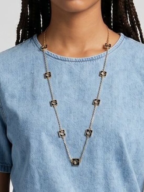 kate spade Jewelry - NWT Kate Spade Holepunch Spade Necklace Gold Black 32" Long